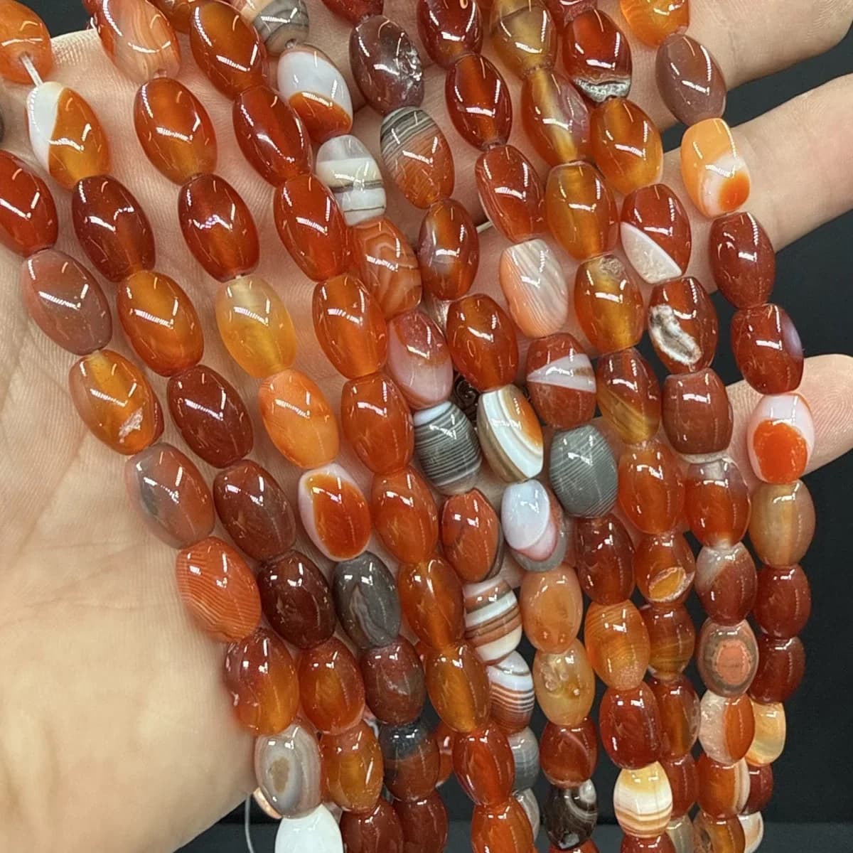 Karnelyan Akik Arpa Dizi 7x12 mm