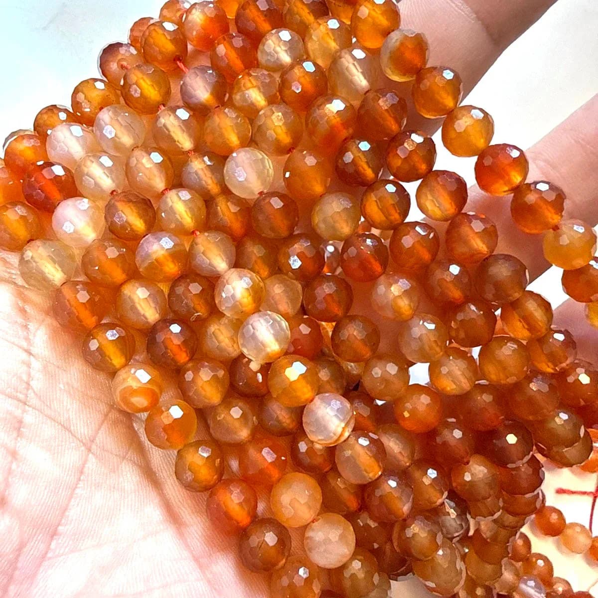 Karnelyan Akik Dizi Faset 8 mm
