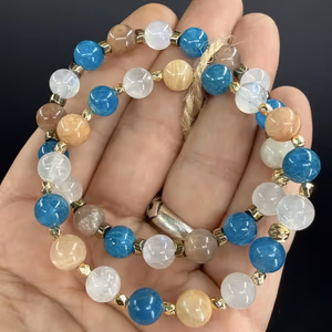 Aytaşı / Güneştaşı / Blue Apatit Bileklik 8mm - Orijinal Şifalı Kristal - Görsel 1