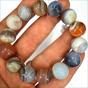 Botswana Akik Bileklik 14 mm - Orijinal Şifalı Kristal - Görsel 1