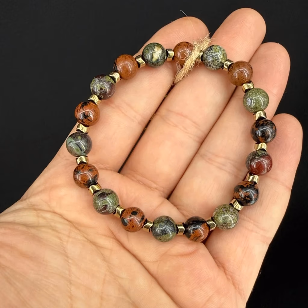 Mahogany Obsidiyen / Kantaşı Bileklik 8 mm İncele ve Satın Al Mahogany Obsidiyen / Kantaşı Bileklik 8 mm - Orijinal Doğal Taş ve Şifa Kristali Görsel 1