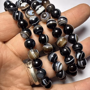 Süleymaniye Akik Bileklik 8 mm - Orijinal Şifalı Kristal - Görsel 1