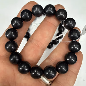 Şungit Bileklik 12mm - Orijinal Şifalı Kristal - Görsel 1