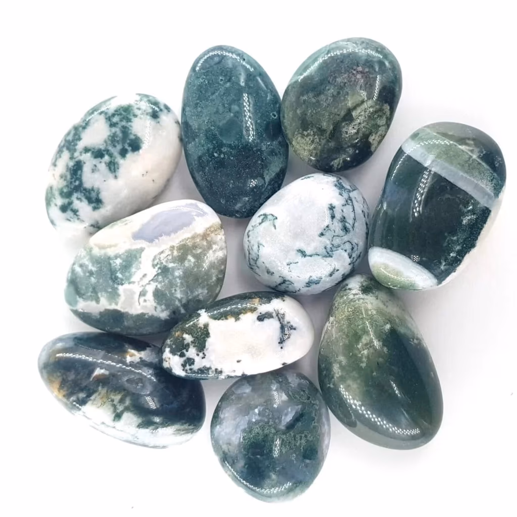 Yosunlu Akik (Moss Agate) Tımbıl İncele ve Satın Al Yosunlu Akik (Moss Agate) Tımbıl - Orijinal Doğal Taş ve Şifa Kristali Görsel 1
