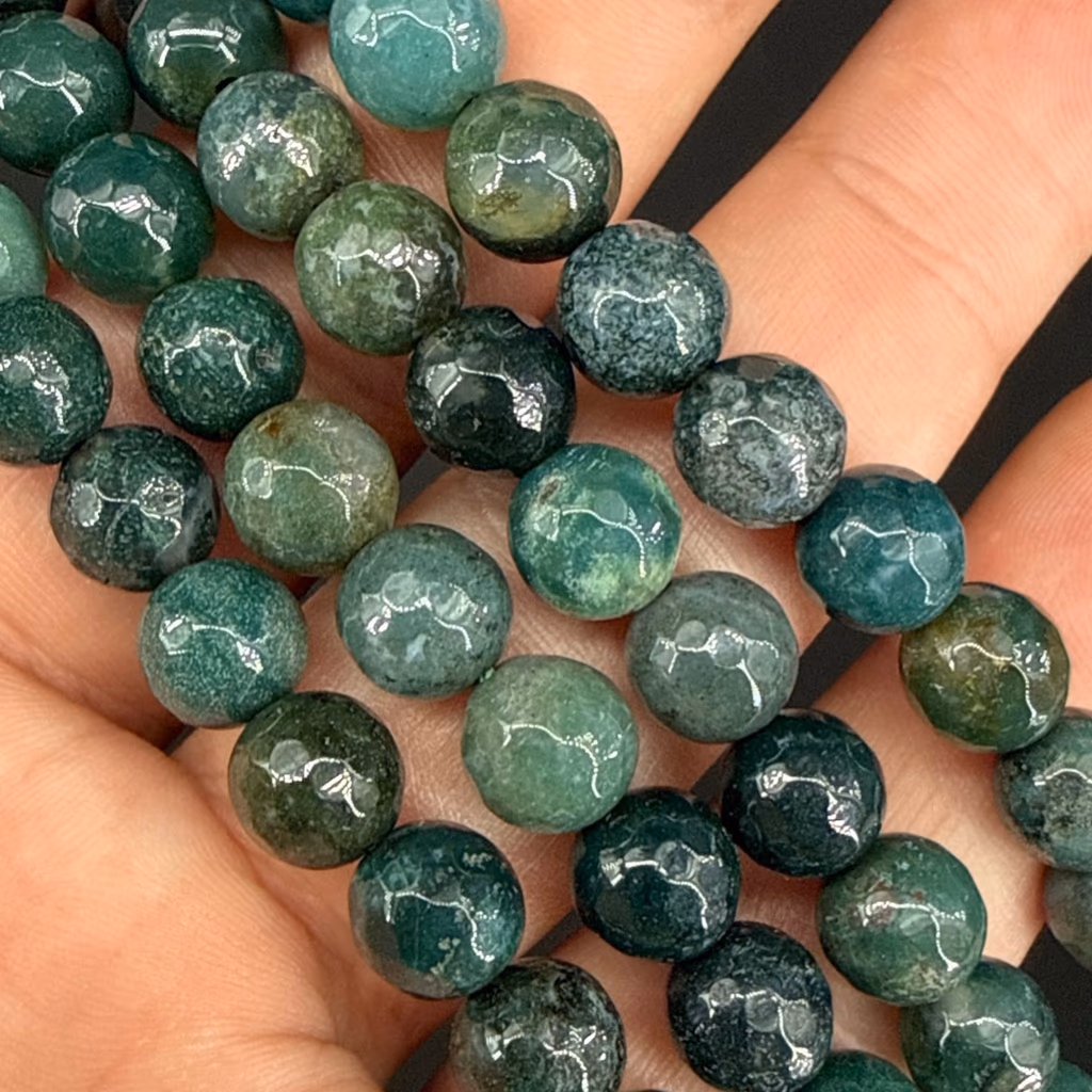 Yosunlu Akik Moss Dizi Faset 8mm İncele ve Satın Al Yosunlu Akik Moss Dizi Faset 8mm - Orijinal Doğal Taş ve Şifa Kristali Görsel 1