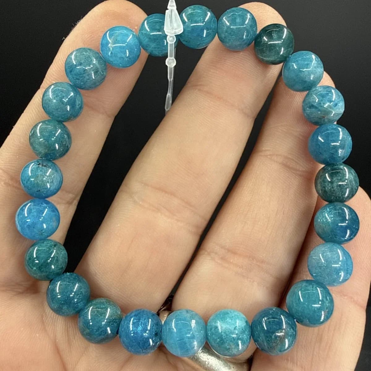 Blue Apatit Bileklik 8mm - Orijinal Şifalı Kristal - Görsel 1