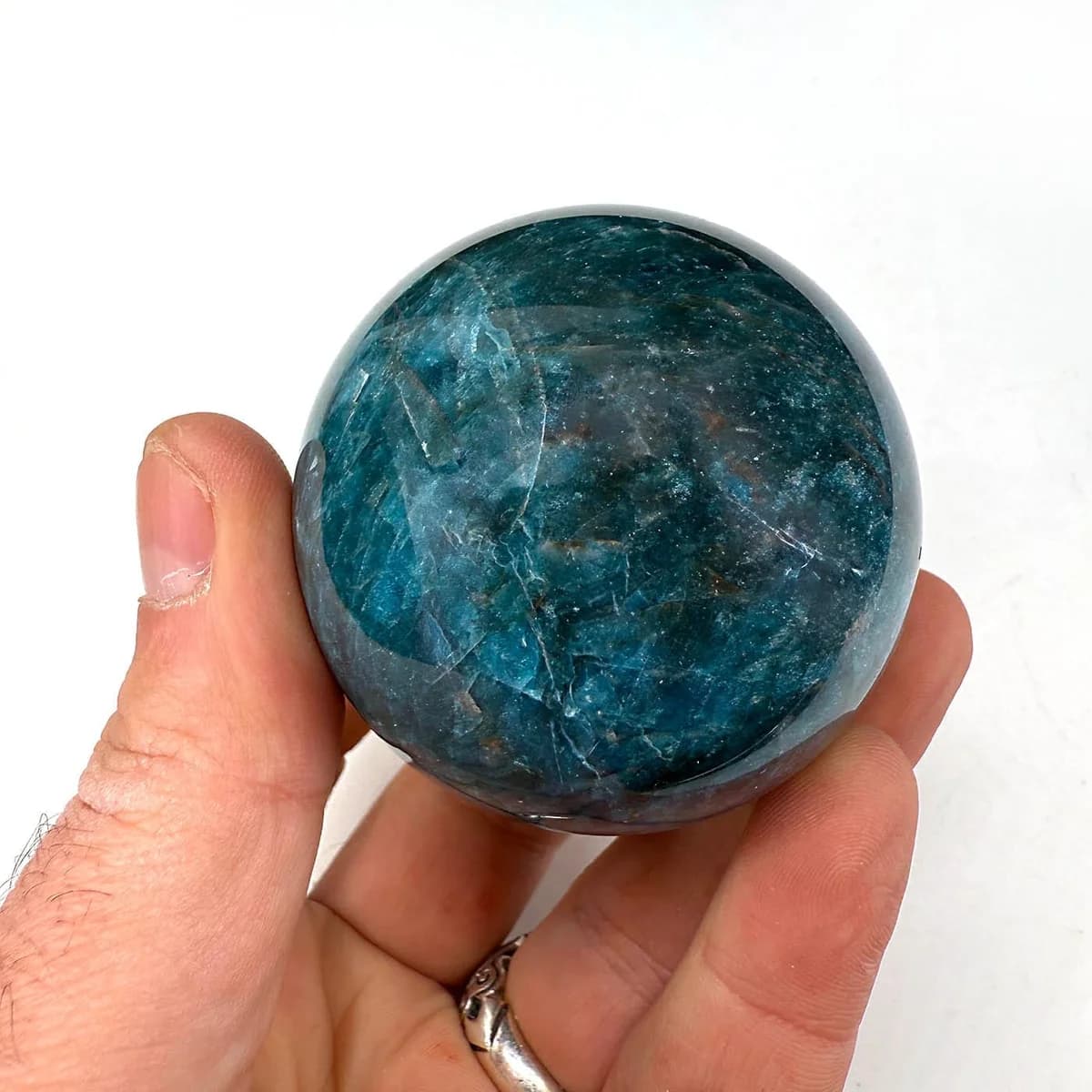 Blue Apatit Küre - Orijinal Şifalı Kristal - Görsel 1