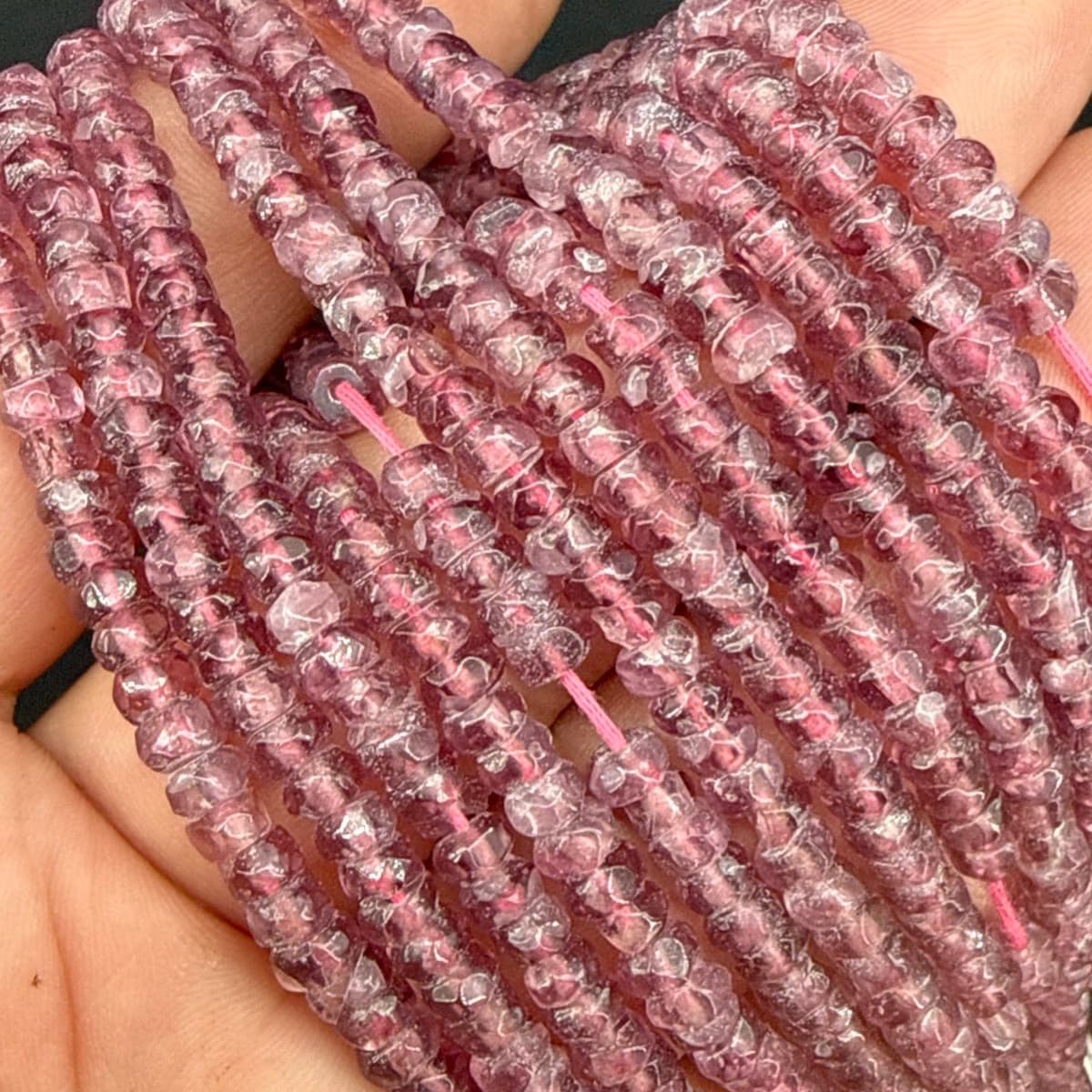 Çilek Kuvars Dizi Faset 4mm