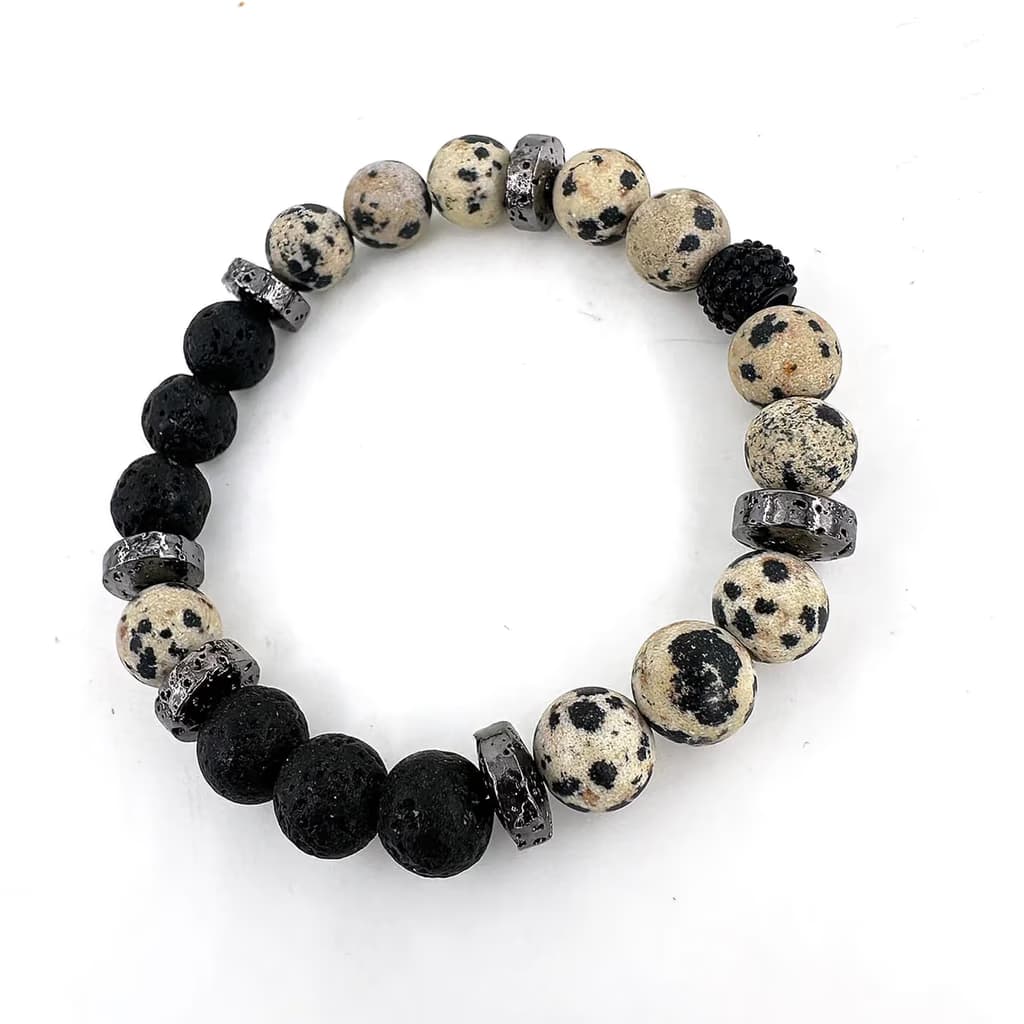 Dalmaçya Jasper & Lav Taşı Bileklik 8mm - Orijinal Doğal Taş ve Şifa Kristali Görsel 1