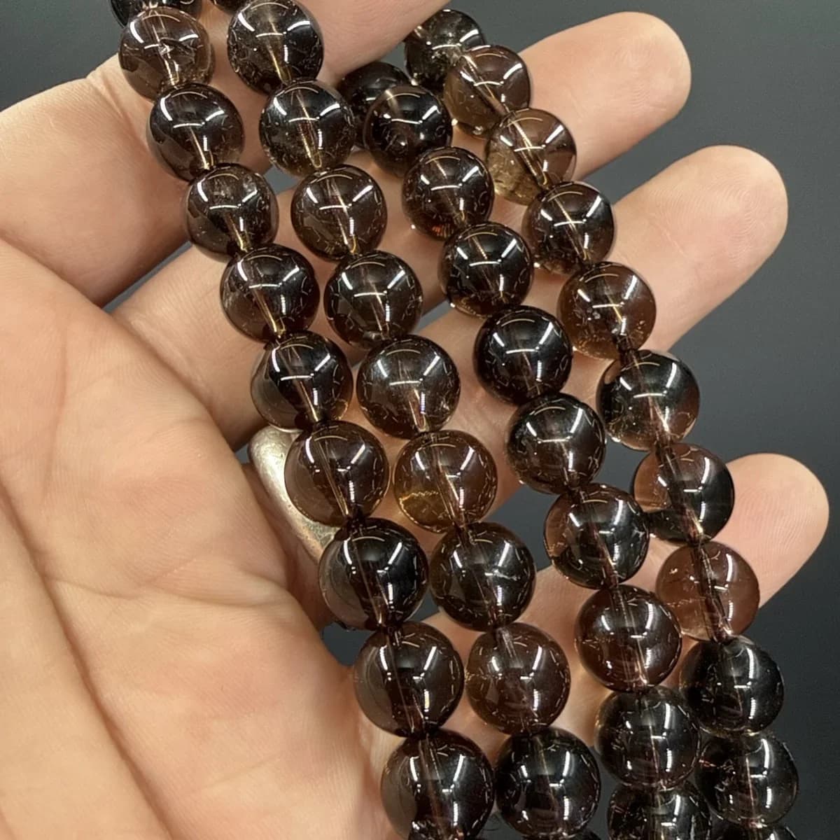 Dumanlı Kuvars Dizi 10 mm - Orijinal Şifalı Kristal - Görsel 1