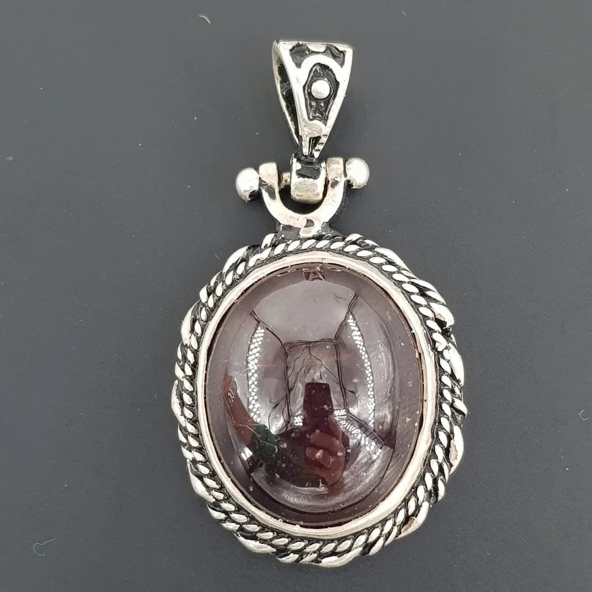 Garnet (Lal) Kolye Ucu (Gümüş)