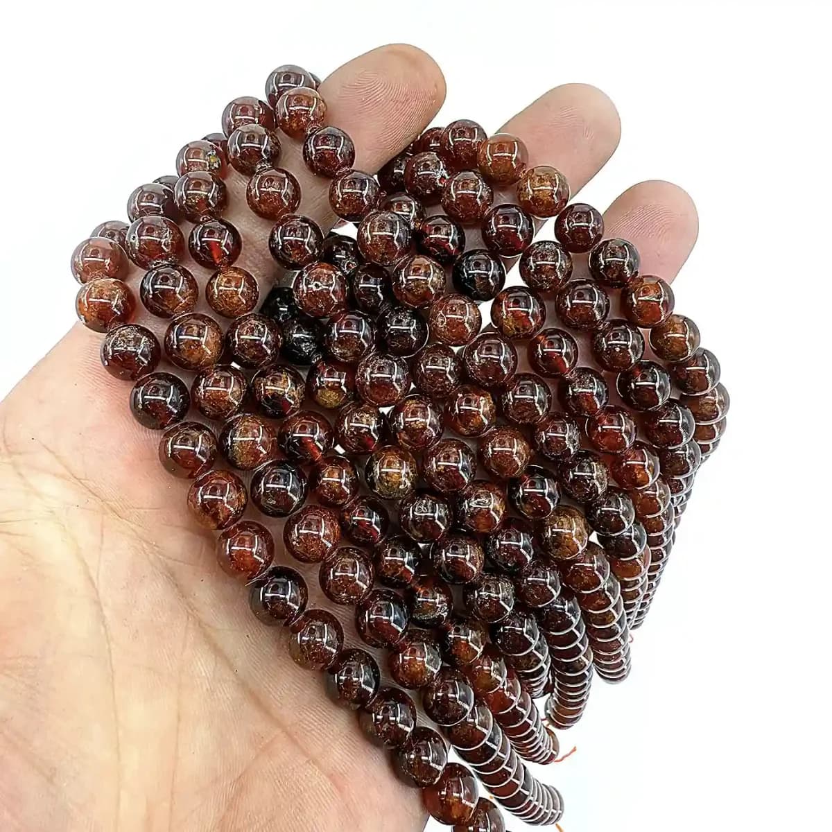 Hessonite Garnet Dizi 8 mm - Orijinal Doğal Taş ve Şifa Kristali Görsel 1
