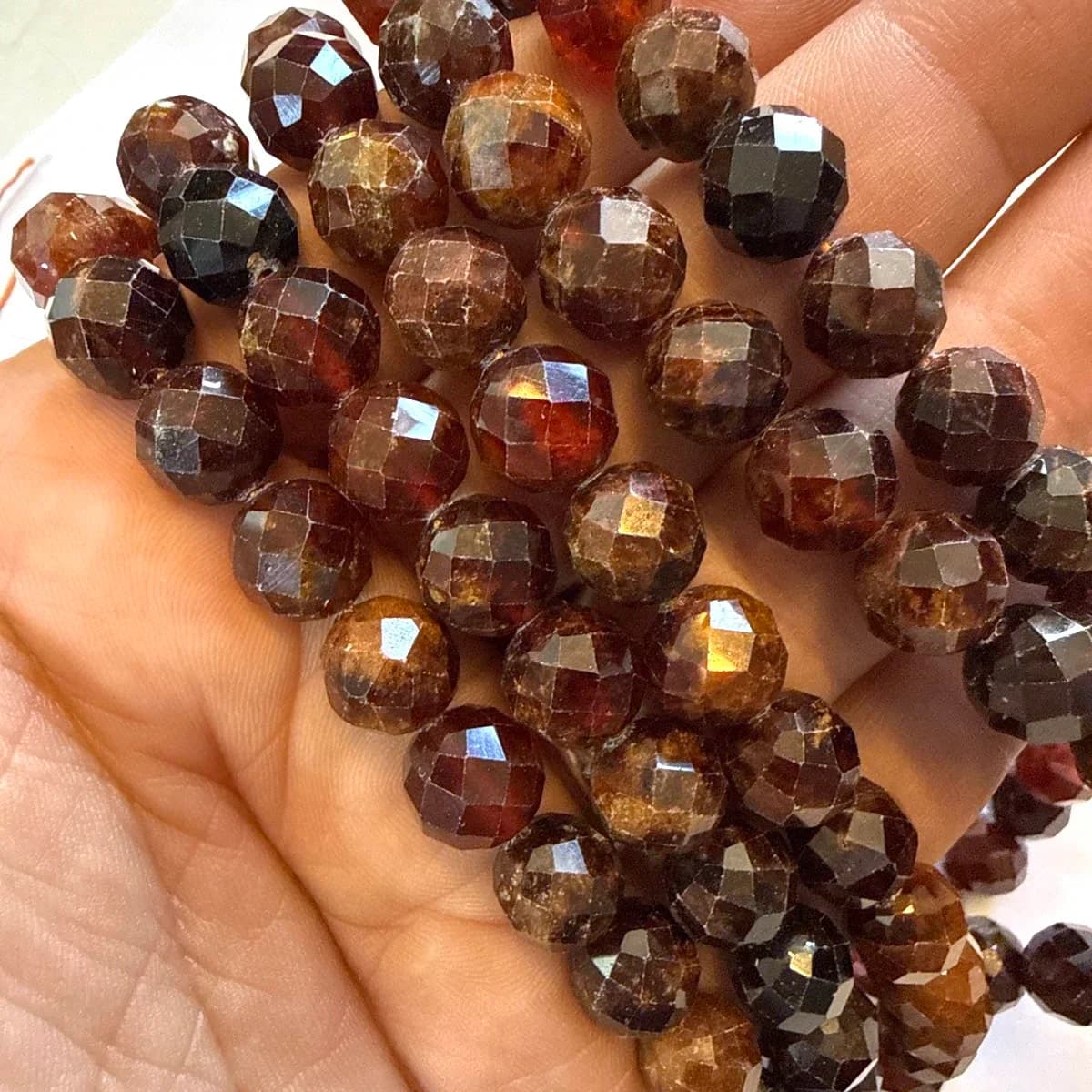 Hessonite Garnet Faset Dizi 10 mm - Orijinal Doğal Taş ve Şifa Kristali Görsel 1