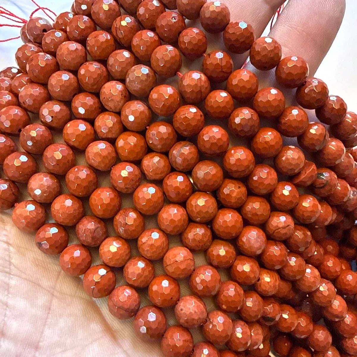 Jasper Kırmızı Dizi Faset 8 mm - Orijinal Doğal Taş ve Şifa Kristali Görsel 1