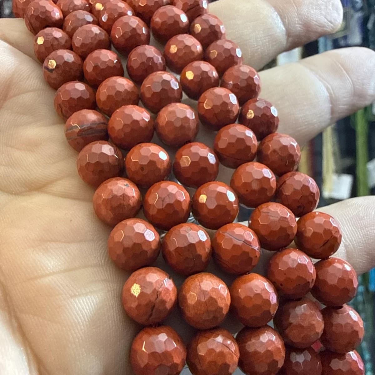 Jasper Kırmızı Dizi Faset 8 mm Orijinal Kristal Detay Görseli 2
