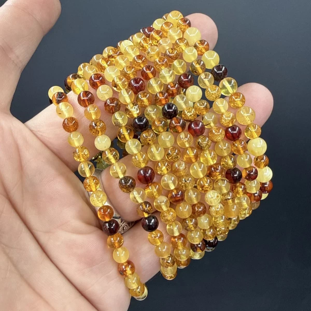 Kehribar Bileklik 6 mm - Orijinal Şifalı Kristal - Görsel 2