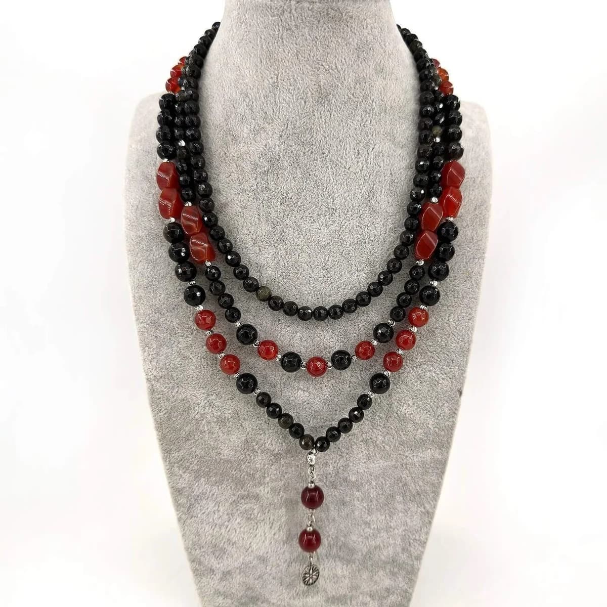 Kırmızı Akik / Obsidyen Kolye
