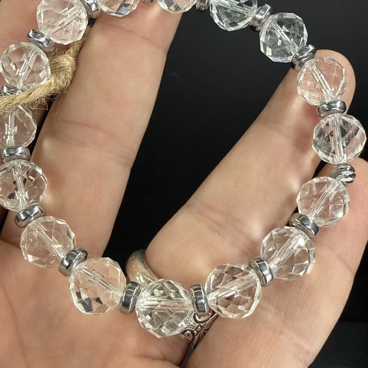 Kristal Kuvars Faset 8 mm Erkek Bileklik - Orijinal Şifalı Kristal - Görsel 1