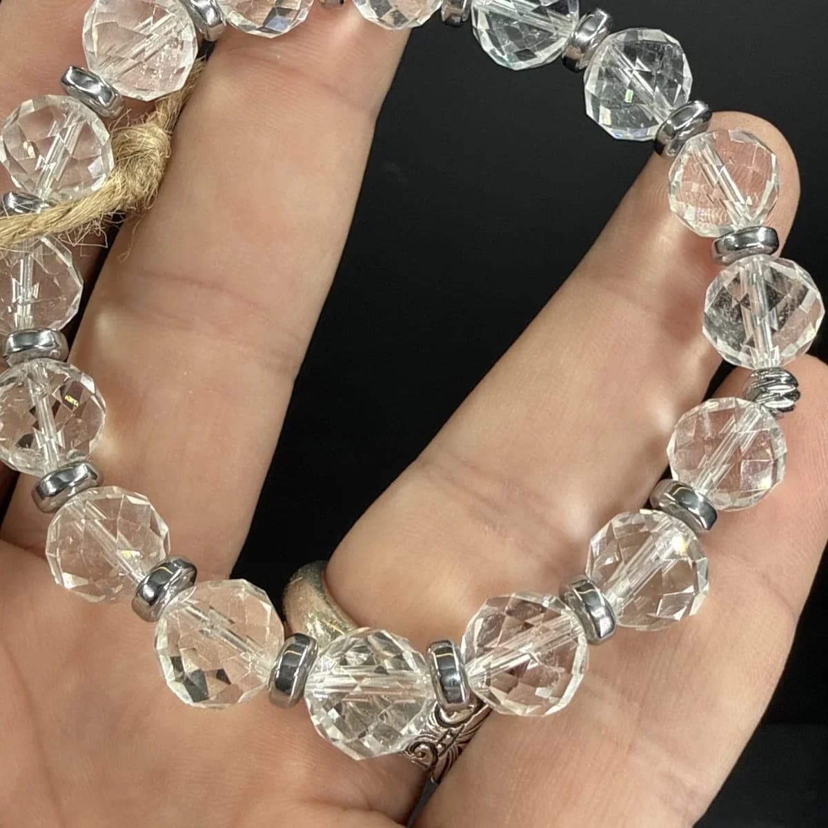 Kristal Kuvars Faset 8 mm Erkek Bileklik