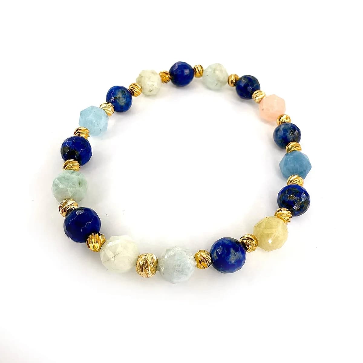 Lapis Lazuli / Morganit Faset 8mm - Orijinal Şifalı Kristal - Görsel 1