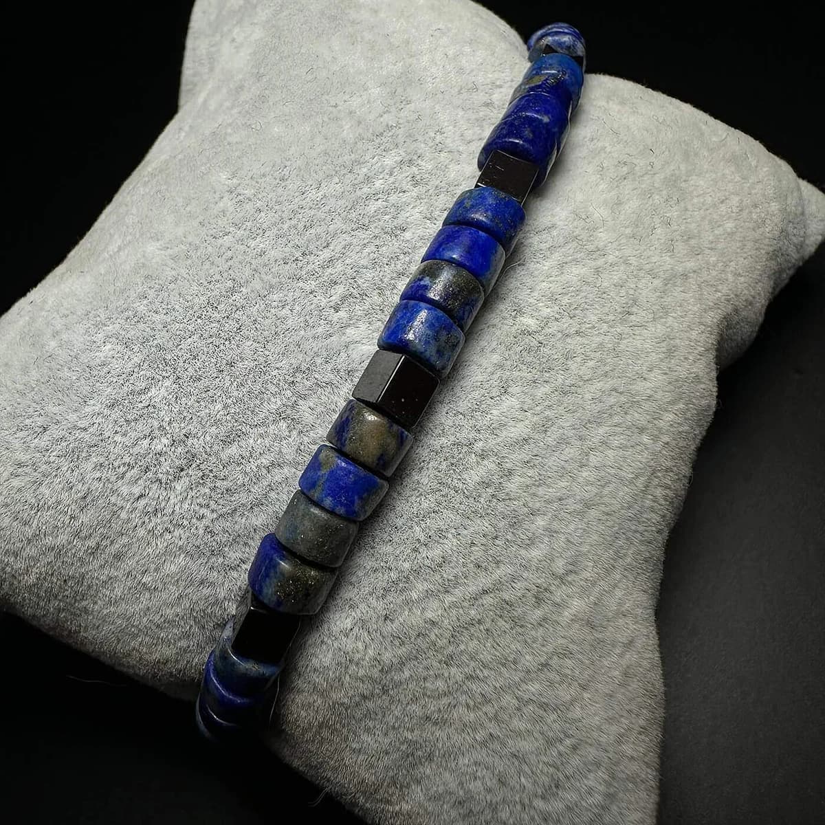 Lapis Lazuli Rondela Erkek Bileklik 6mm - Orijinal Şifalı Kristal - Görsel 1