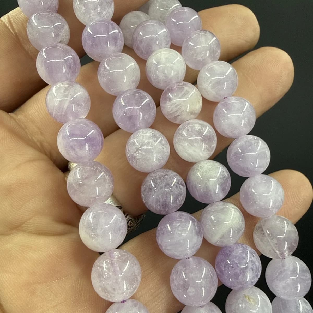 Lavander Dizi 10 mm - Orijinal Şifalı Kristal - Görsel 1