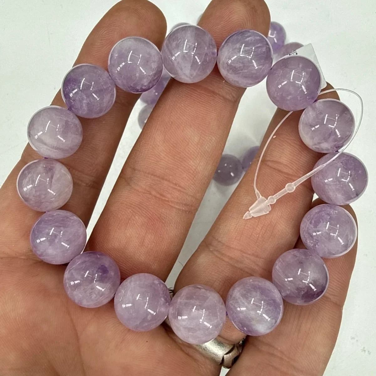 Lavender Ametist Bileklik 12mm - Orijinal Şifalı Kristal - Görsel 1