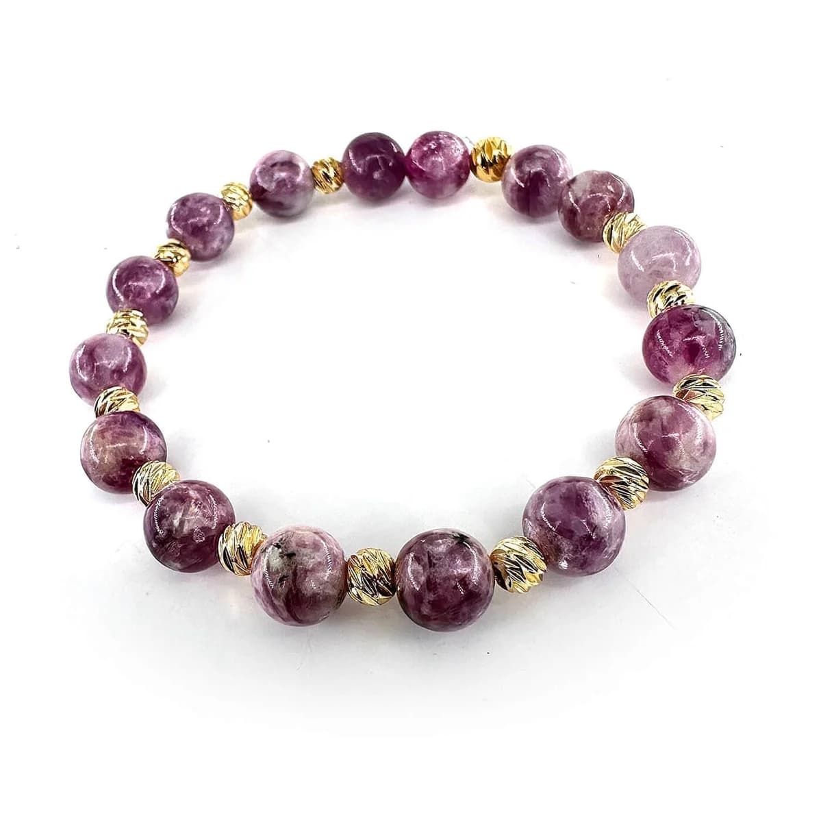 Lepidolit Bileklik 8mm (Gold)