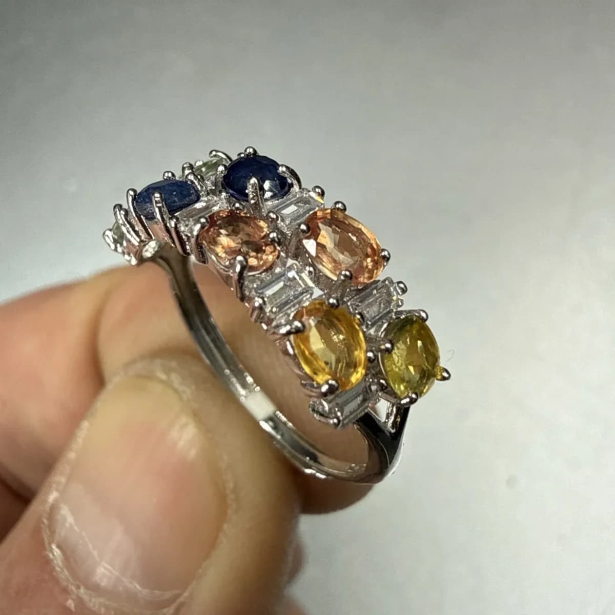 Multi Safir Yüzük Gümüş - Orijinal Şifalı Kristal - Görsel 2