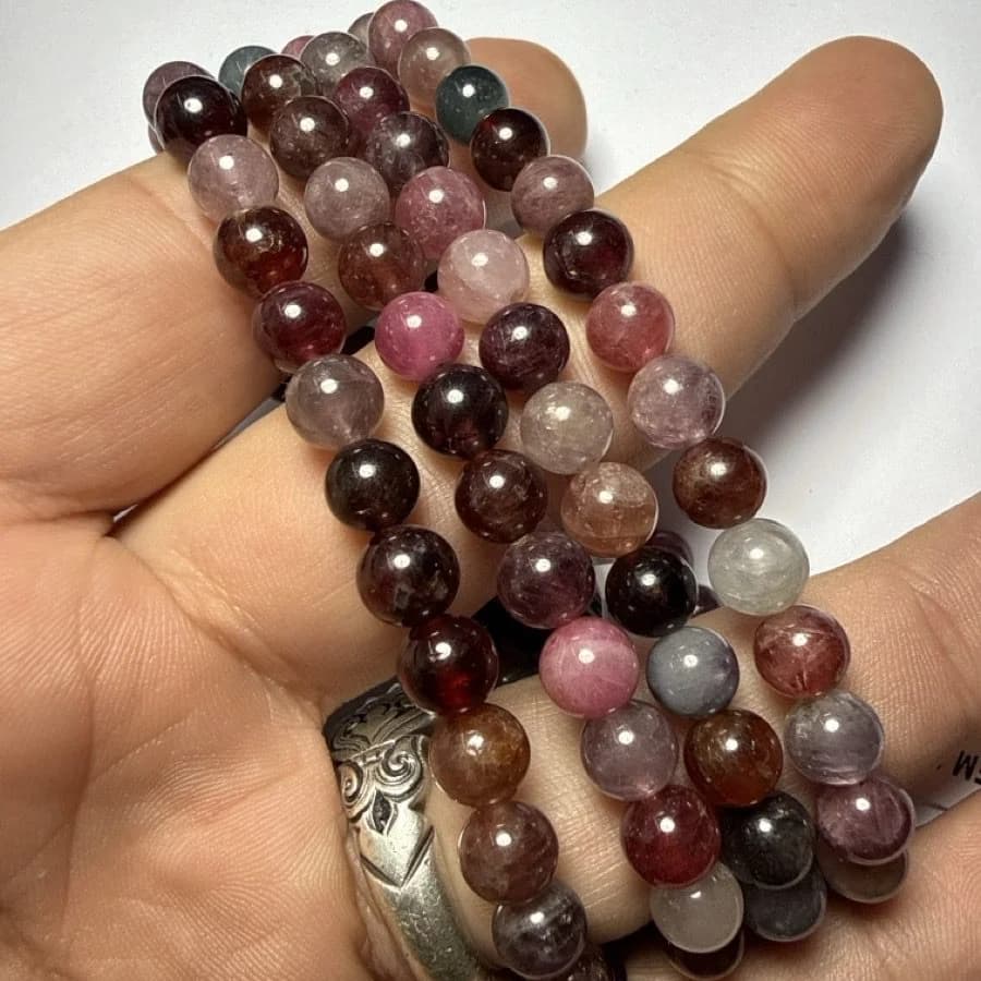 Multi Spinel Bileklik 6 mm - Orijinal Şifalı Kristal - Görsel 1