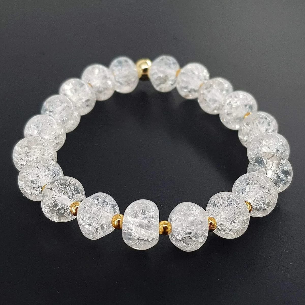 Necef (Dağ Kristali) Bileklik Rondela Gold 8mm