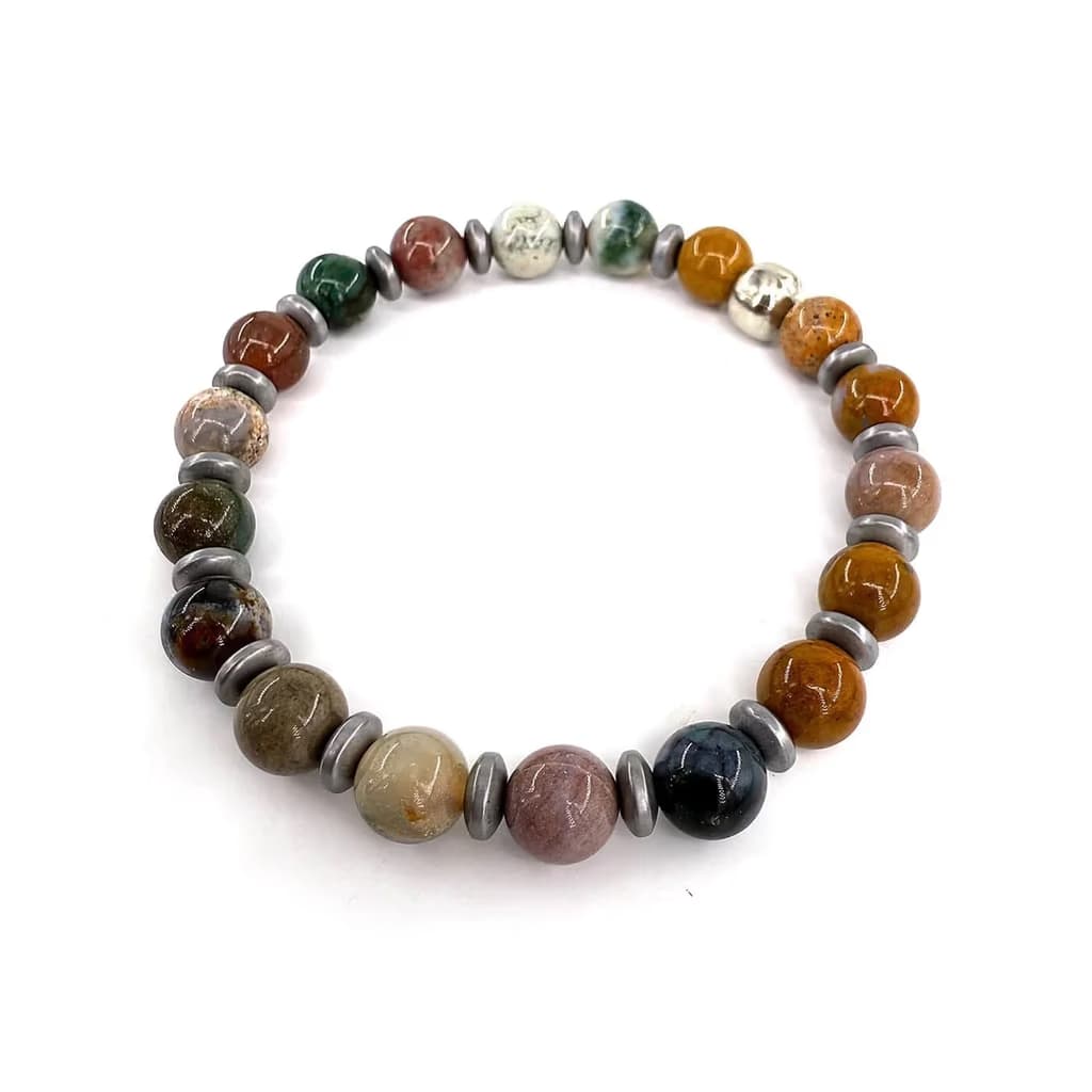 Ocean Jasper Bileklik 8mm - Orijinal Doğal Taş ve Şifa Kristali Görsel 1