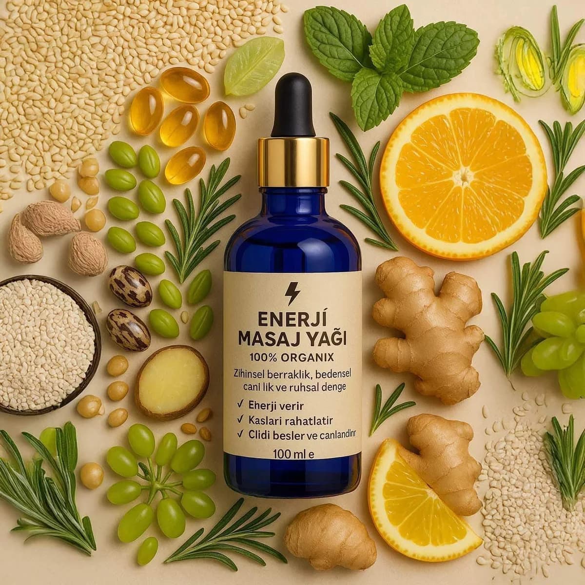 Organik Enerji Masaj Yağı - 100cc