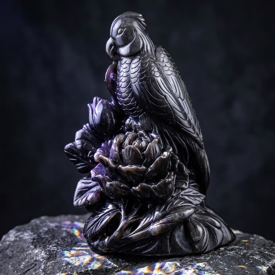 Papağan Silver Obsidiyen Obje