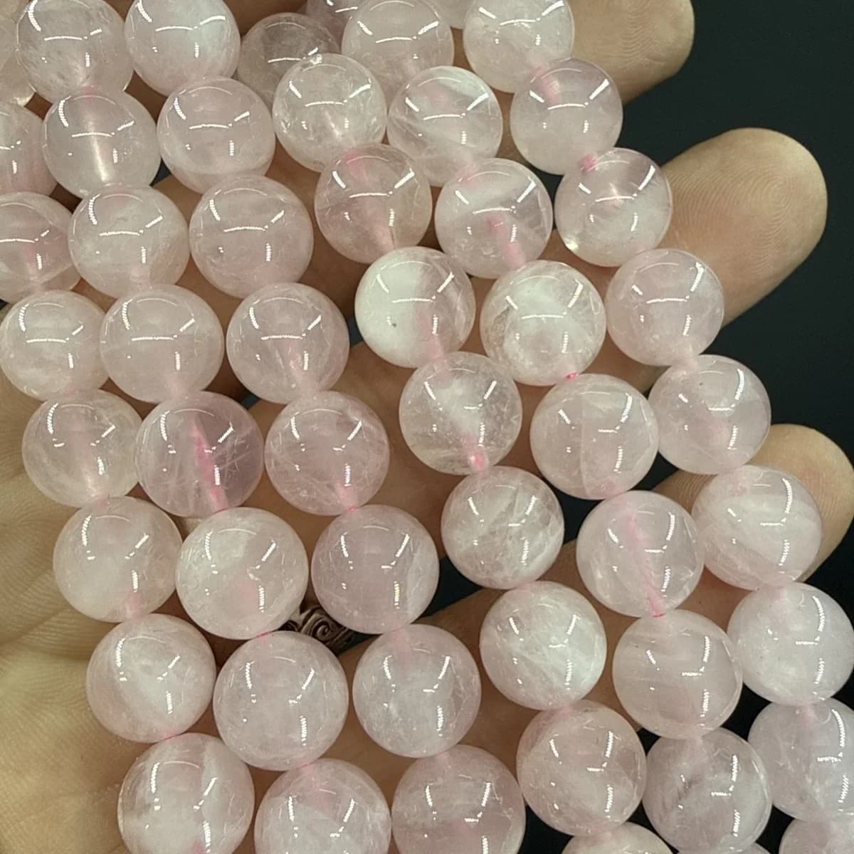 Pembe Kuvars Dizi 10 mm - Orijinal Şifalı Kristal - Görsel 1