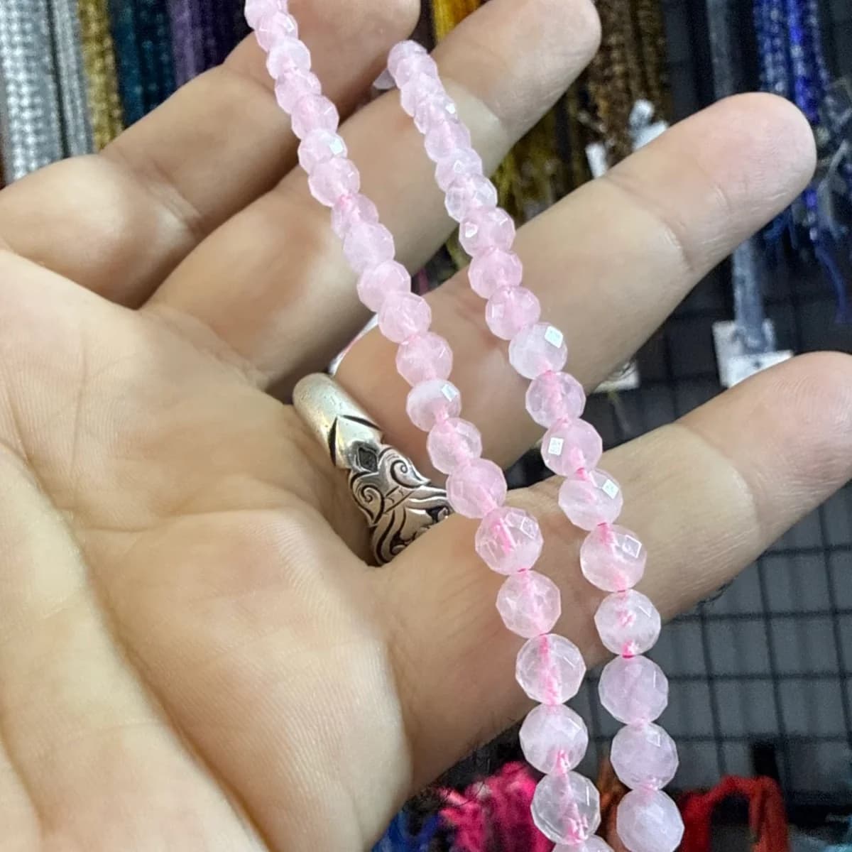Pembe Kuvars Faset Dizi 6 mm