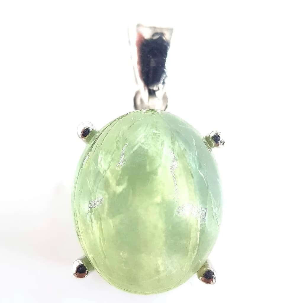 Prehnite Kolye Ucu (Gümüş) - Orijinal Doğal Taş ve Şifa Kristali Görsel 1