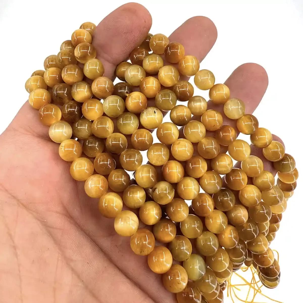 Sarı Kaplangözü Dizi 8mm - Orijinal Şifalı Kristal - Görsel 1