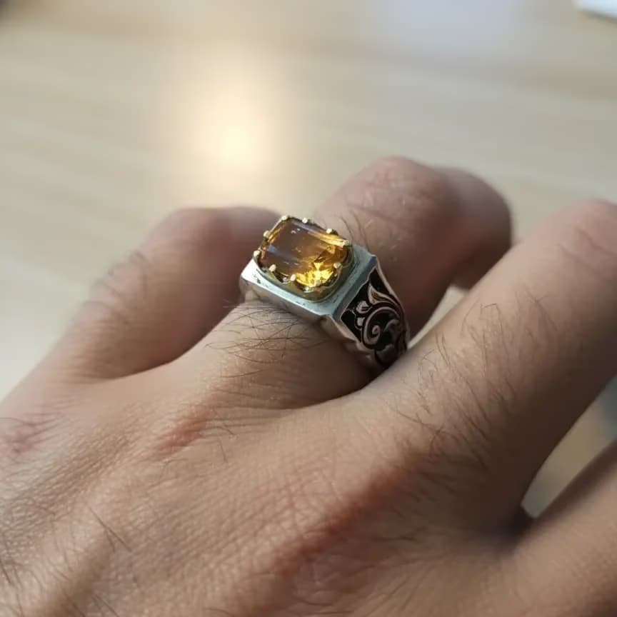 Sertifikalı Emperial Topaz Erkek Yüzük (Gümüş) AAA