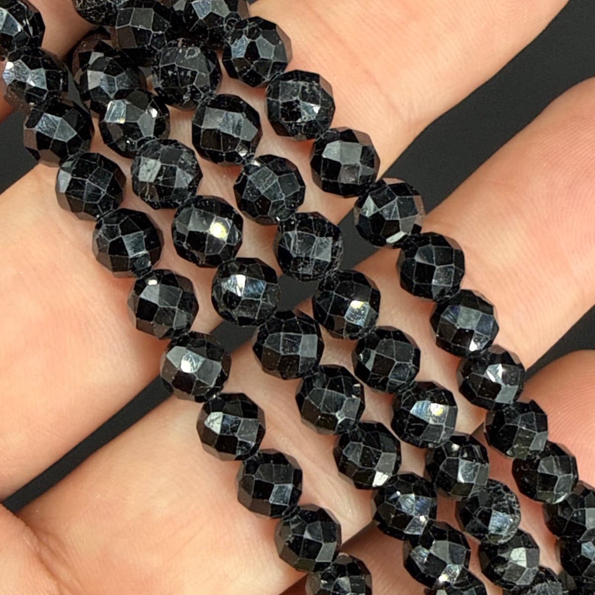 Siyah Turmalin Dizi Faset 6mm