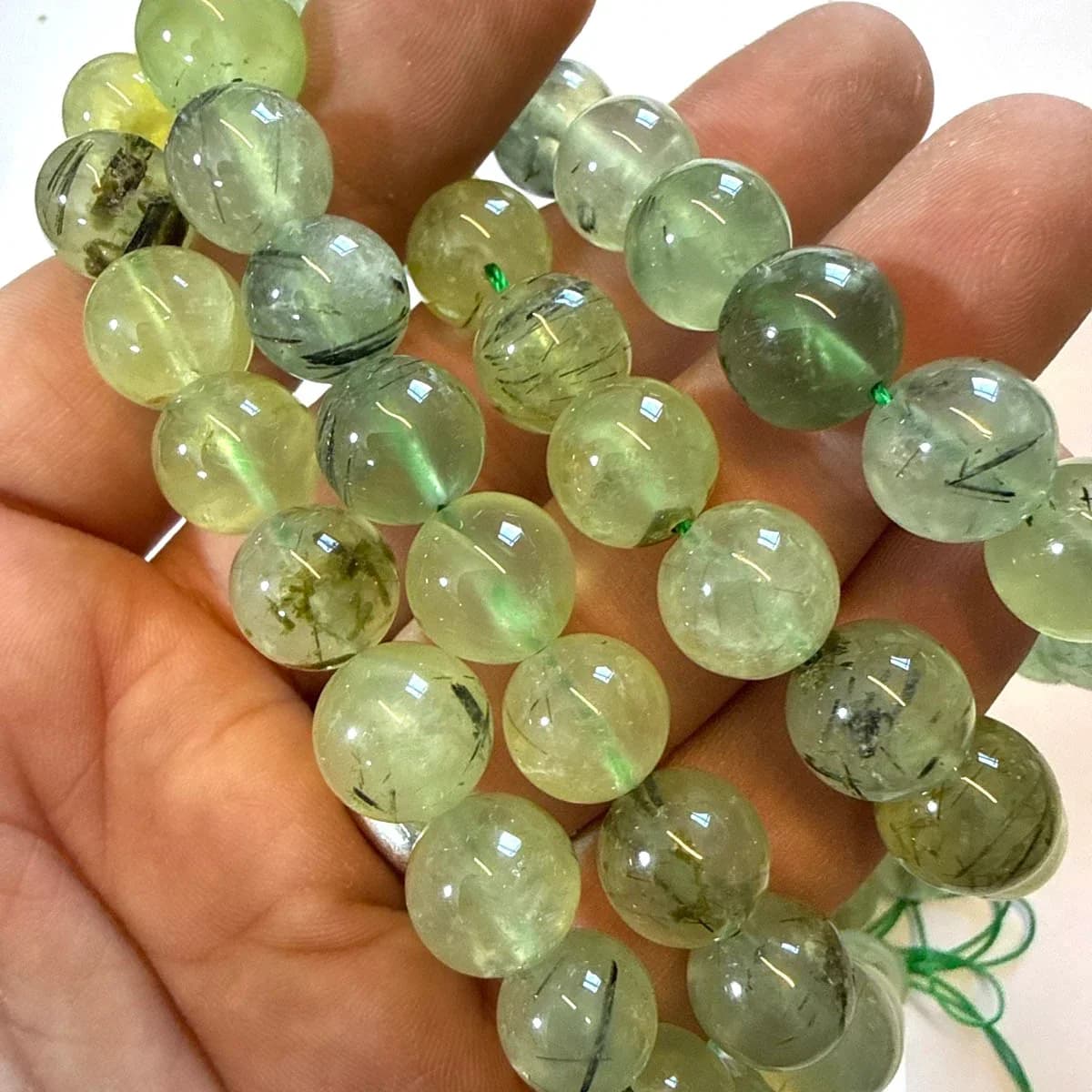 Prehnite Dizi 12 mm - Orijinal Şifalı Kristal - Görsel 1
