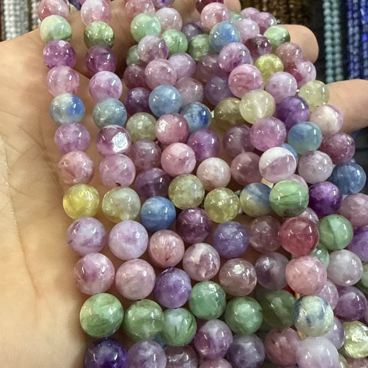 Lepidolit Multıcolor Dizi 8 mm - Orijinal Şifalı Kristal - Görsel 1