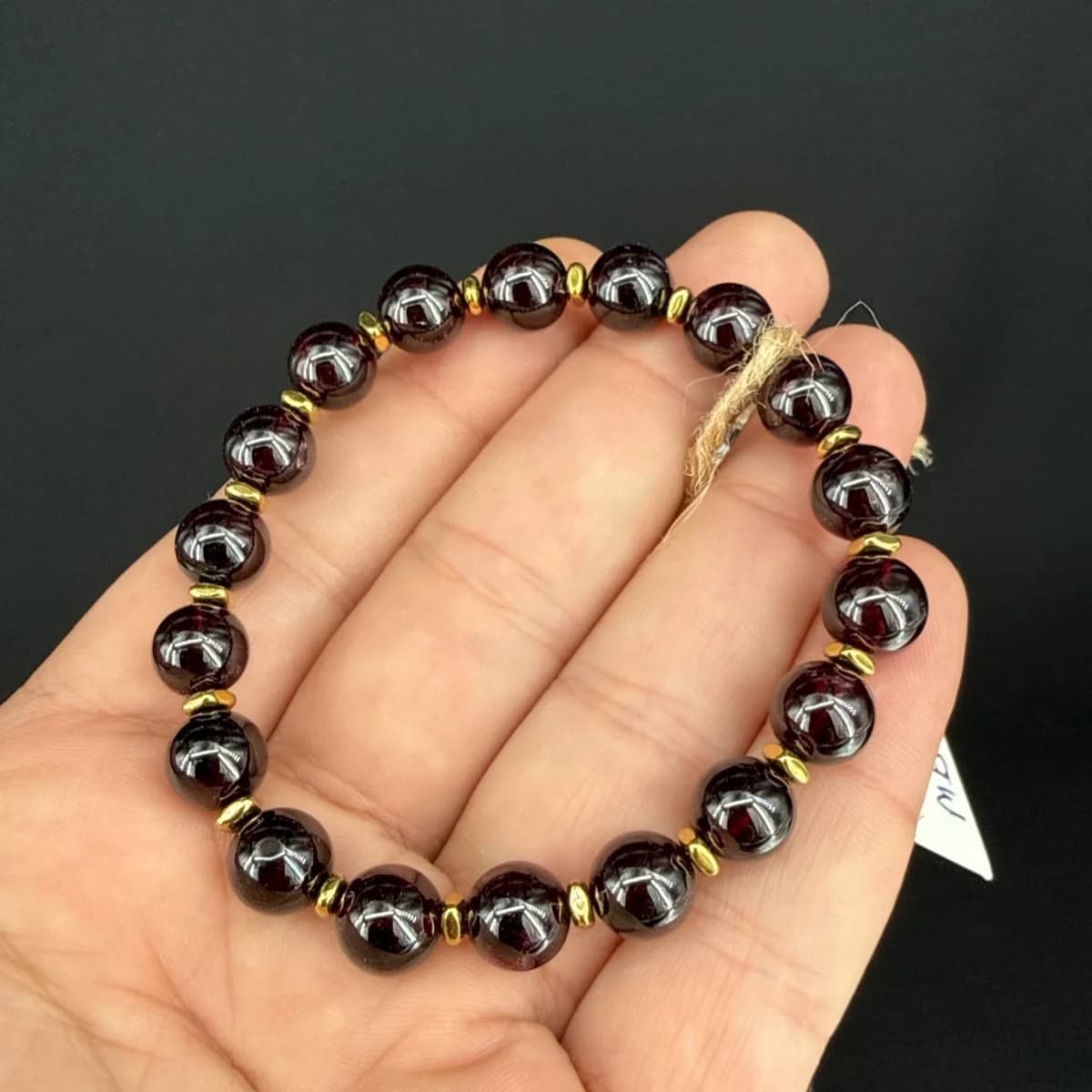 Garnet Bileklik 8 mm Gold
