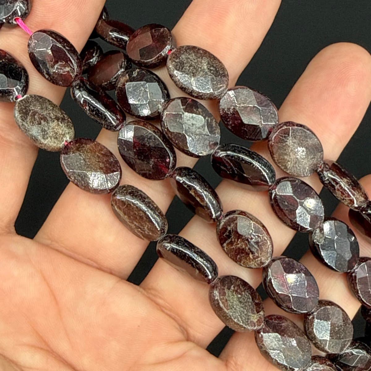 Garnet Dizi Kabaşon Faset 13x10mm