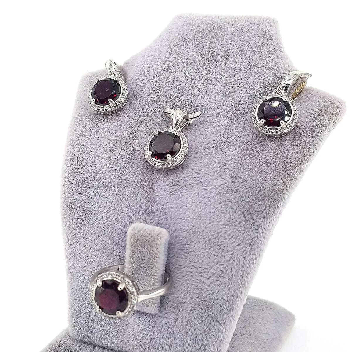 Garnet (Lal) Set (Gümüş)