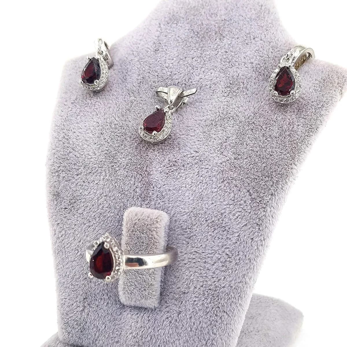 Garnet (Lal) Set (Gümüş)