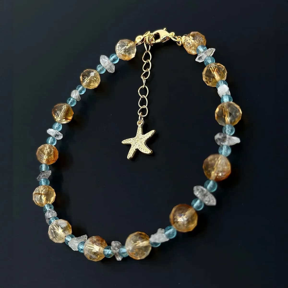 Herkimer, Topaz, Sitrin Halhal 8-3mm