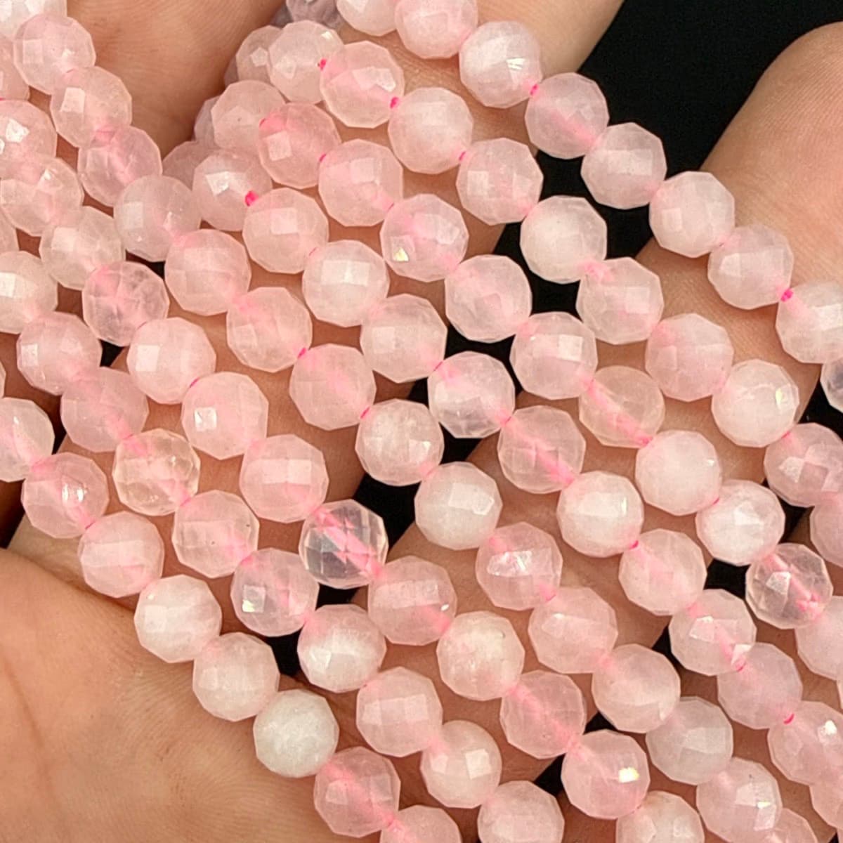 Pembe Kuvars Dizi Faset 6mm