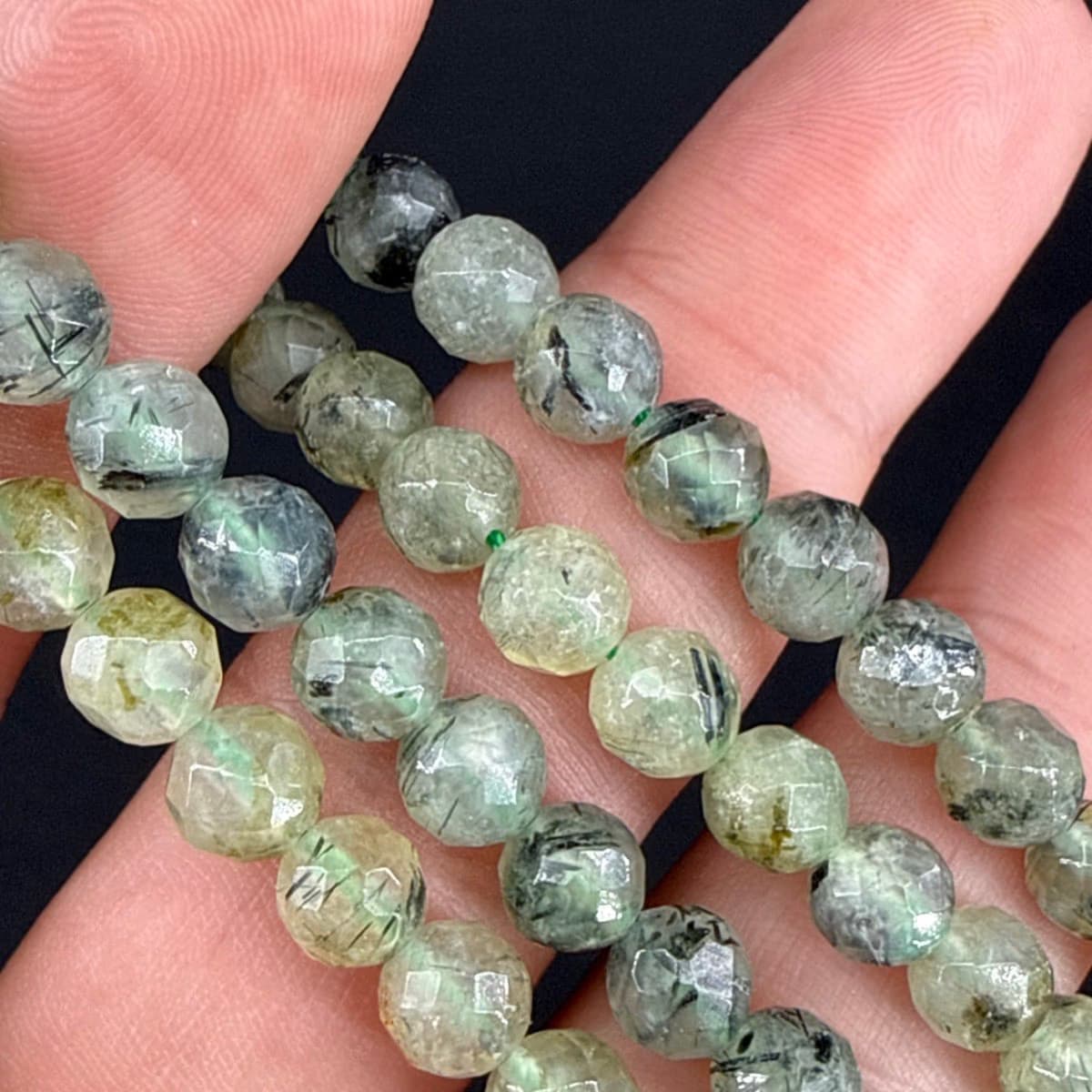 Prehnite Dizi Faset 7mm