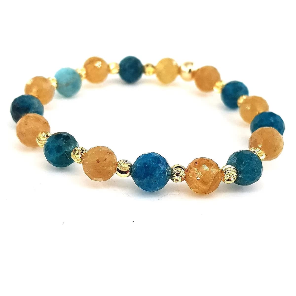 Sarı ve Blue Apatit Faset Bileklik 8mm